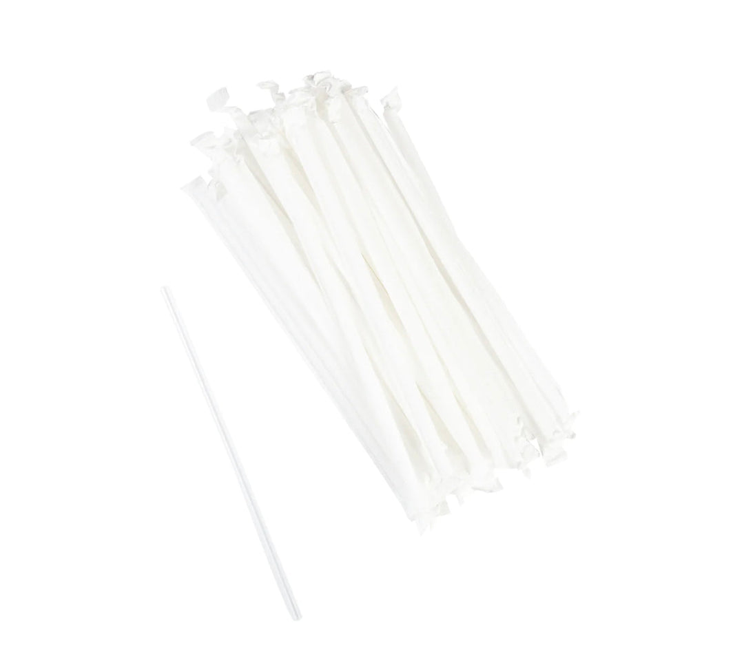 Jumbo Straws, 7.75", Clear, Paper Wrapped - 12,000 pcs
