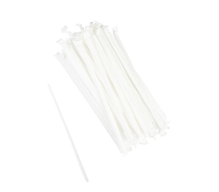 Jumbo Straws, 7.75", Clear, Paper Wrapped - 12,000 pcs