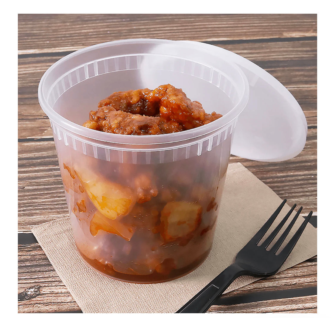 Deli Containers & Lids, 24oz, 4.6", Clear, PP - 240 sets