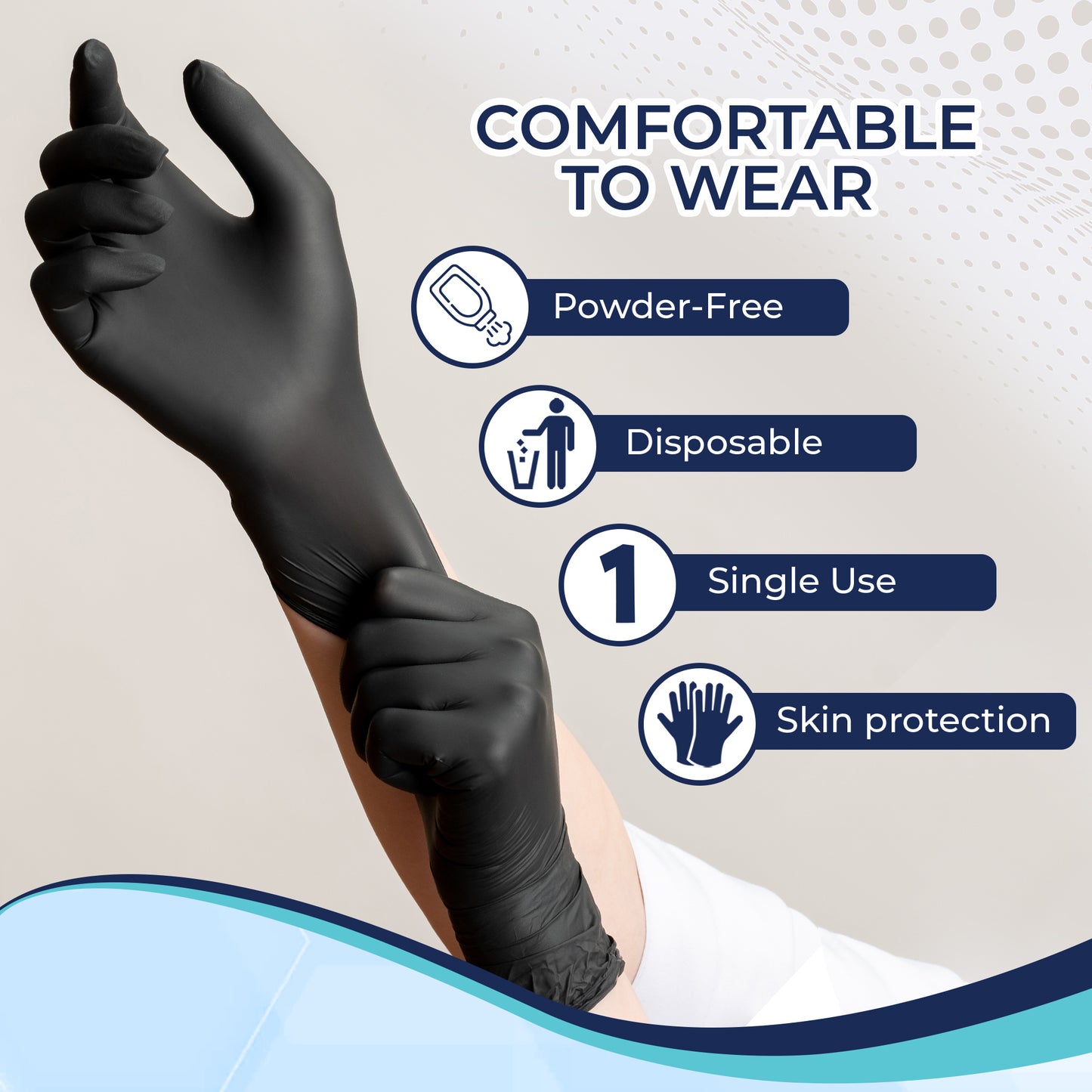 CHA Essential Nitrile Exam Gloves - Black