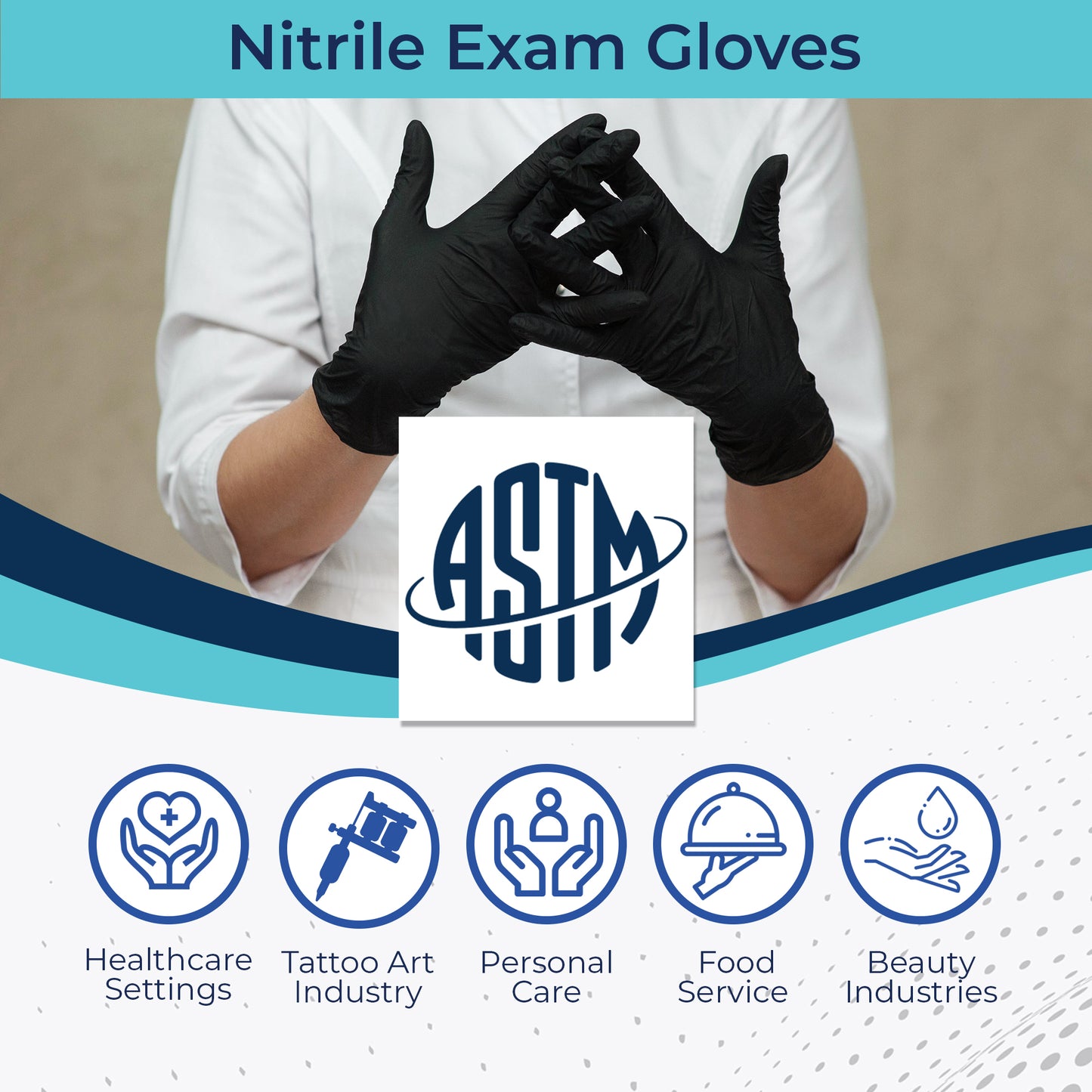 CHA Essential Nitrile Exam Gloves - Black
