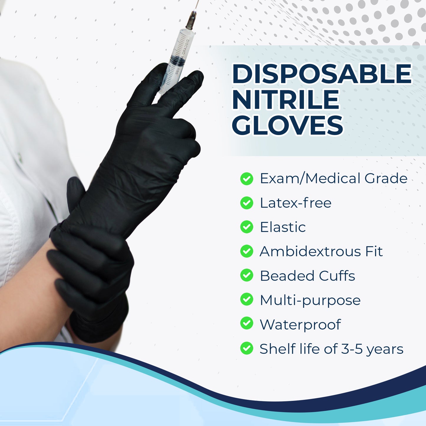 CHA Essential Nitrile Exam Gloves - Black