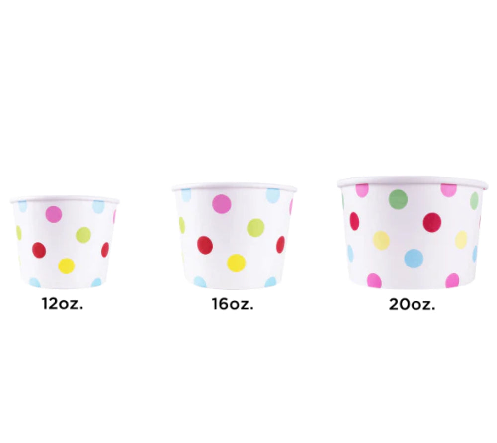 16 oz Double Poly Paper Food Container, Dots, (112mm) - 1000 Pcs