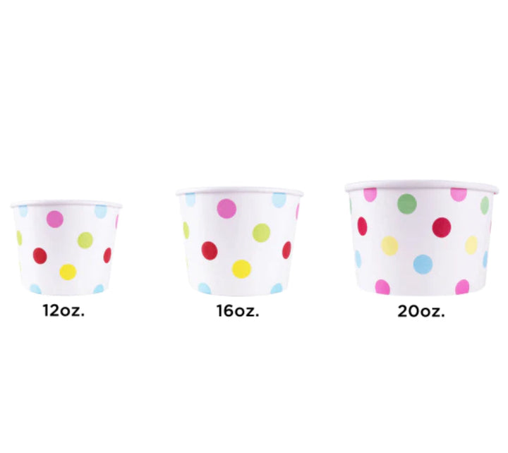 16 oz Double Poly Paper Food Container, Dots, (112mm) - 1000 Pcs