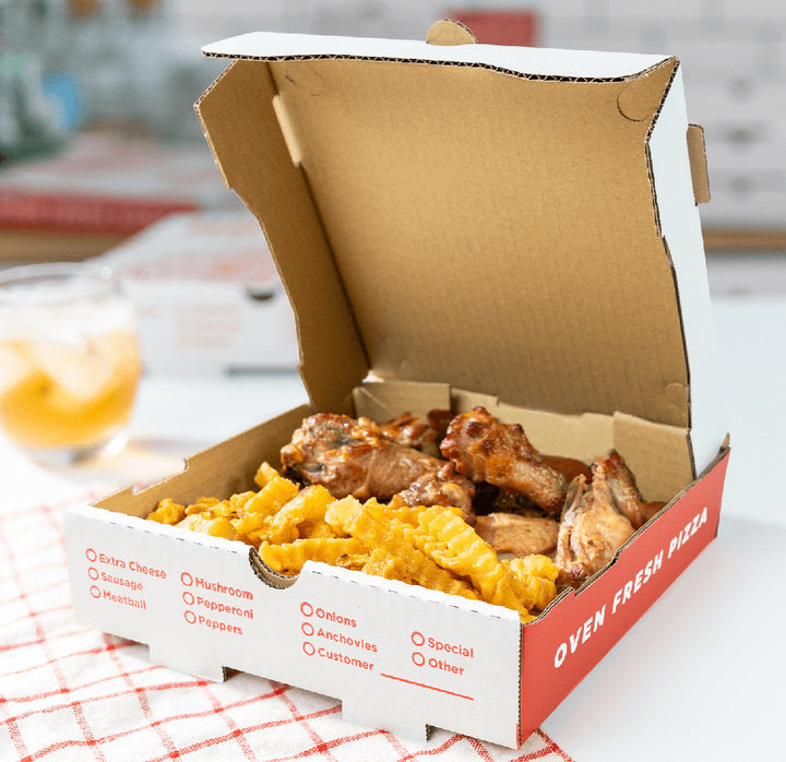 Corrugated Pizza Box, 8''x8''x2'', Generic Print - 50 pcs