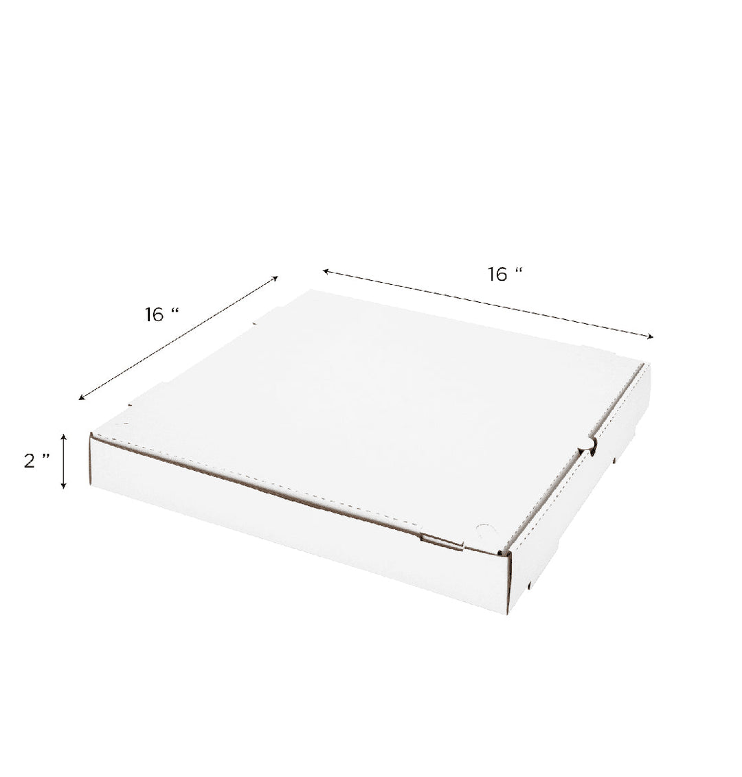 Corrugated Pizza Box, 16''x16''x2'', White - 50 pcs