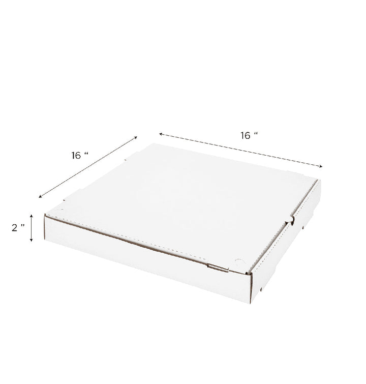 Corrugated Pizza Box, 16''x16''x2'', White - 50 pcs