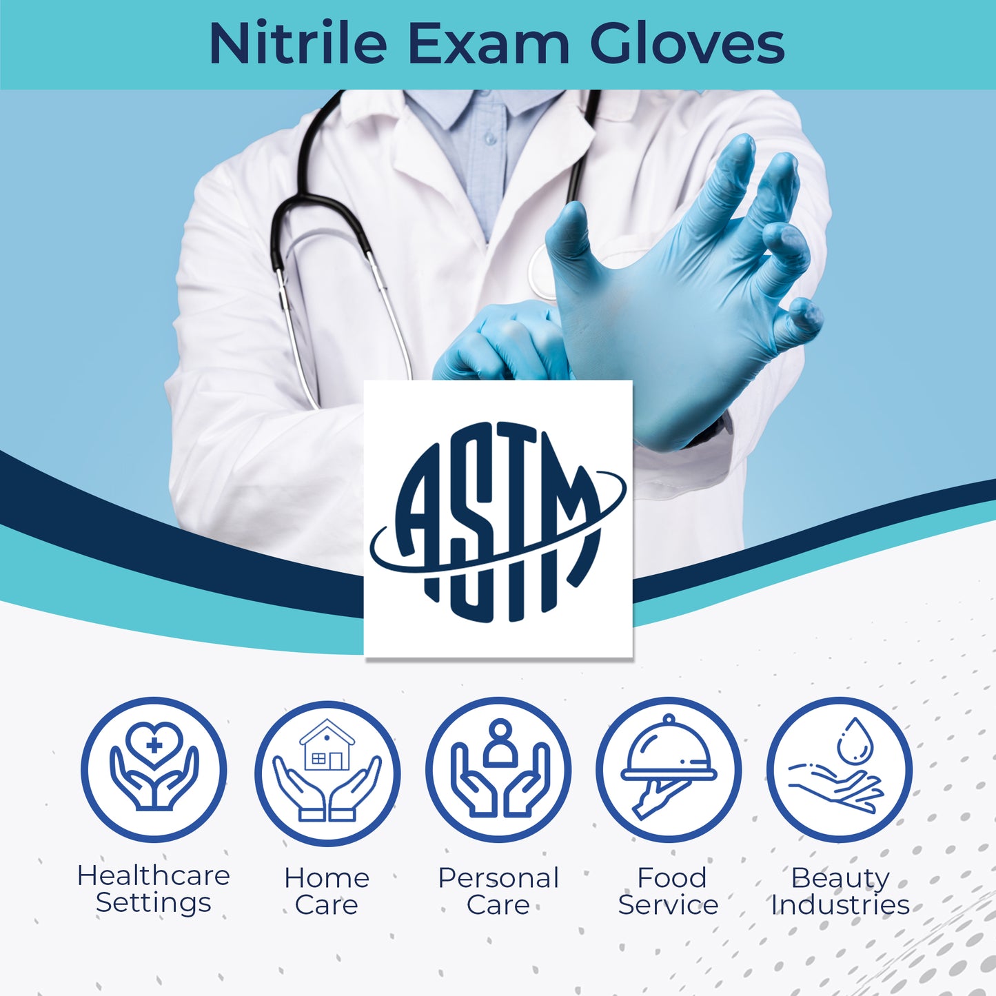 CHA J-Care Nitrile Exam Gloves - Blue