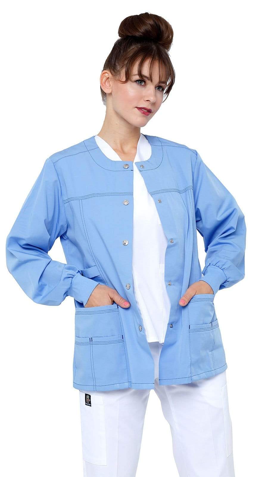 Women's Snap Jacket Warm Up Uniform Scrub