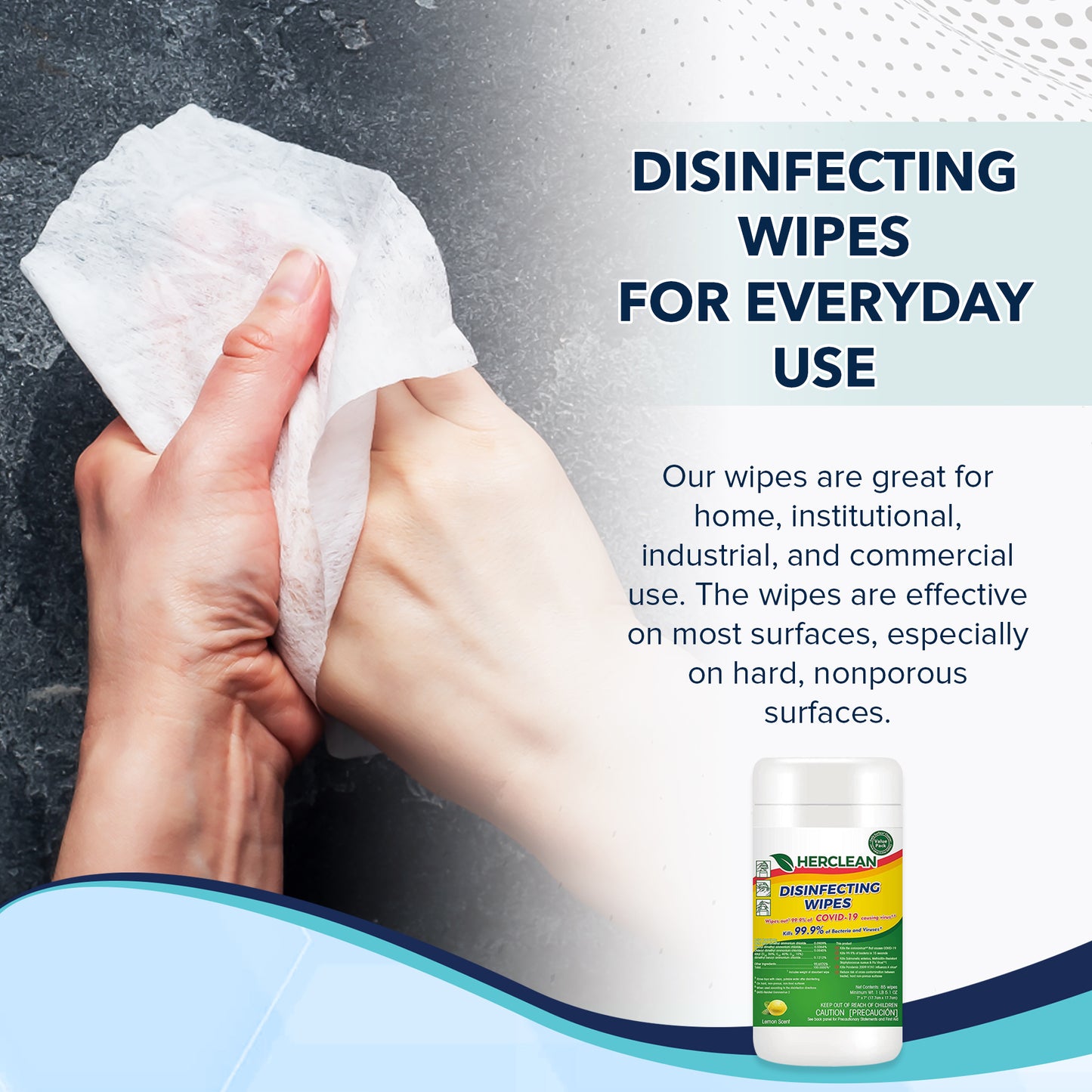 Disinfecting Wipes EPA List N | 2 Canisters of 85