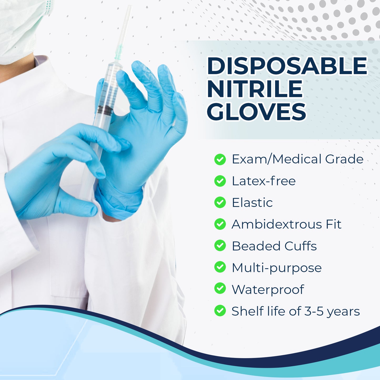 CHA Essential Nitrile Exam Gloves - Blue