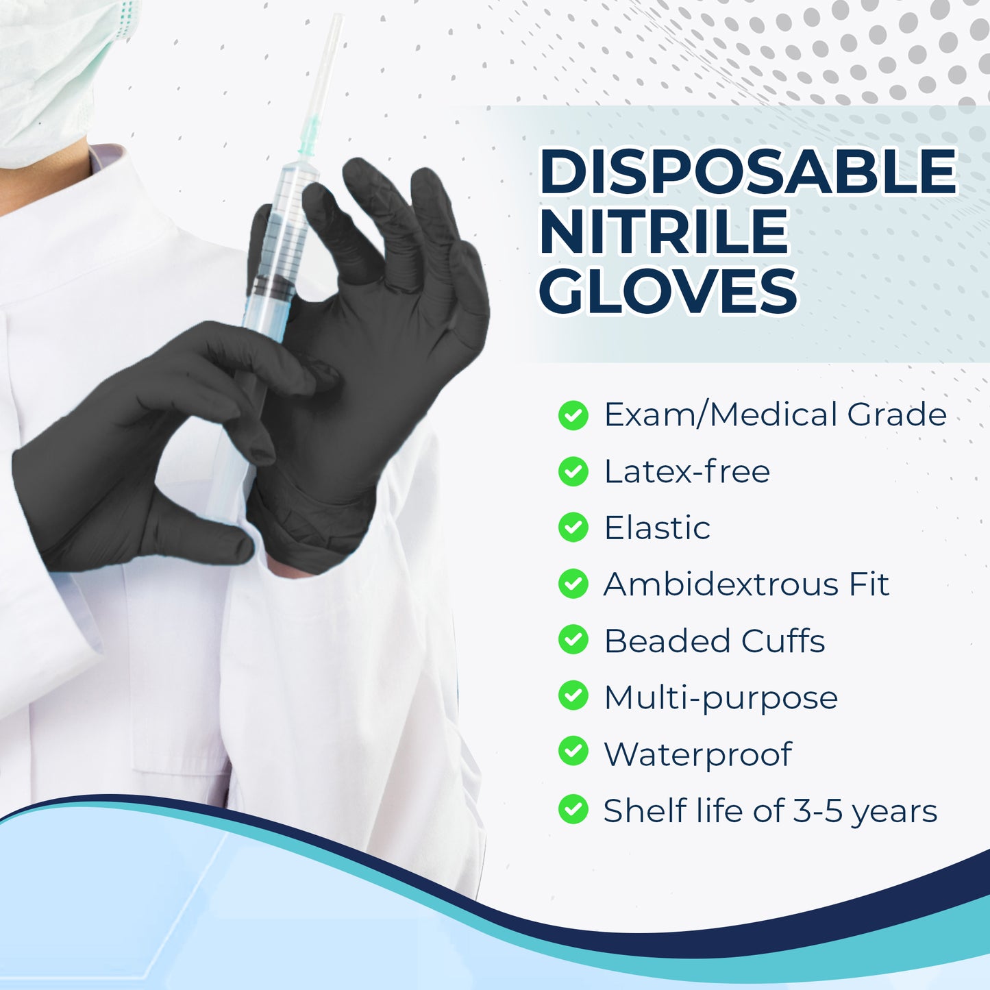 CHA Premier Nitrile Exam Gloves 4 mil - Black
